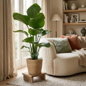 Strelitzia Nicolai – 80 cm – Ø21 – met mand